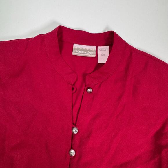 Vintage 80s Coldwater Creek Button Front Maxi Dress Red Long Sleeve USA made 14 - Picture 6 of 10